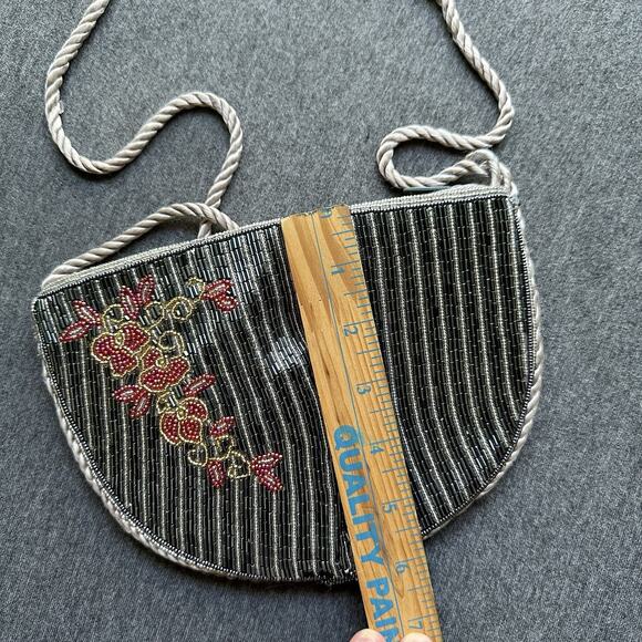 Regale Vintage Formal Floral Half Moon Circle Crossbody bag Satin Rope - Picture 13 of 16